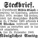 1889-11-25 Hdf Steckbrief Klauss